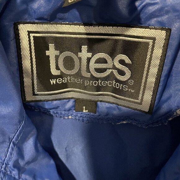 Women's TOTES Rain Coat Royal Blue Hooded With Large Pocket Size L Zipper Jacket - Picture 2 of 7